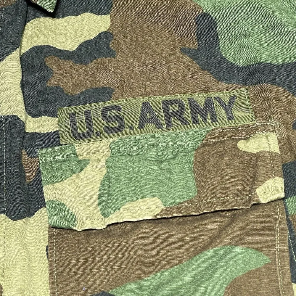 Vintage 1980s Army‎ Woodland Camo Hot Weather Coat Combat BDU Size Small Long